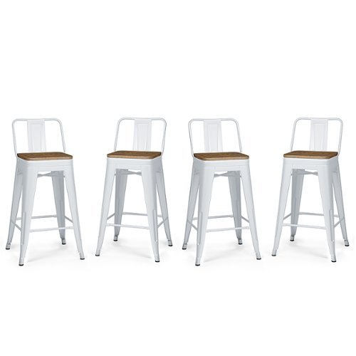 Simpli Home - Rayne Metal and Wood Counter Height Stool (Set of 4) - White