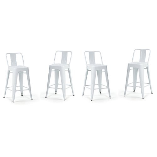 Simpli Home - Rayne Metal Counter Height Stool (Set of 4) - White