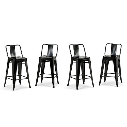 Simpli Home - Rayne Metal Counter Height Stool (Set of 4) - Black