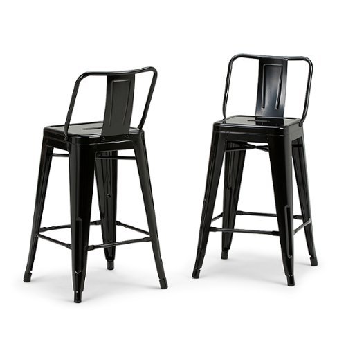 Simpli Home - Rayne Metal Counter Height Stool (Set of 2) - Black