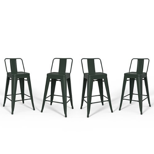 Simpli Home - Rayne Metal Counter Height Stool (Set of 4) - Deep Sage Green