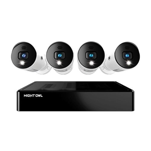 Image of Night Owl - 8 Channel 4 Indoor/Outdoor Wired 1080p HD Spotlight Cameras, 1TB HD Bluetooth DVR Surveillance System with Audio - White/Black