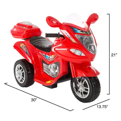 Toy Time Electric Motorcycle for Kids 3-Wheel Trike - Battery Powered Fun Decals, Reverse, and Headlights by Toy Time - Red WORLDWIDE DELIVERY