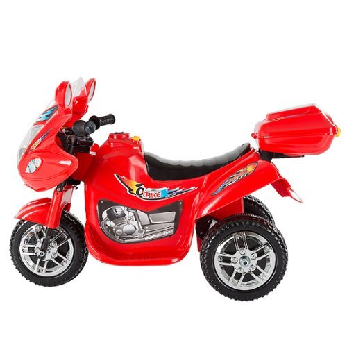 Toy Time Electric Motorcycle for Kids 3-Wheel Trike - Battery Powered Fun Decals, Reverse, and Headlights by Toy Time - Red GLOBAL SHIPPING