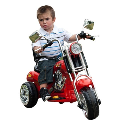 Kids Motorcycle Ride On Toy 3-Wheel Chopper with Reverse and Headlights - Battery Powered Motorbike by Toy Time - Red-Alt_View_Standard_13 