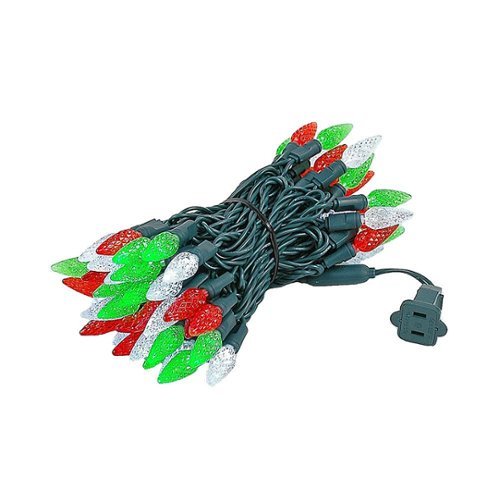 Novelty Lights - Red/Green/White 70 LED C6 Strawberry Mini Lights Commercial Grade on Green Wire - Red/Green/White