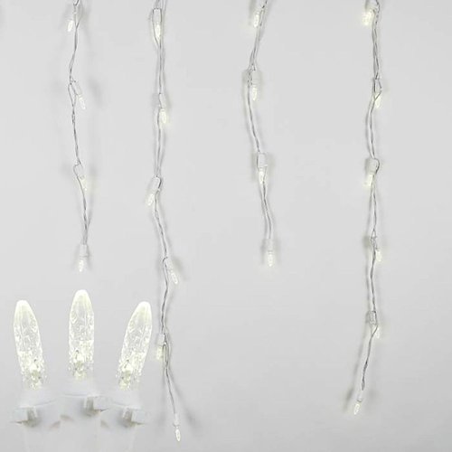 Novelty Lights - Warm White M5 LED Icicle Lights on White Wire 150 Bulbs - Warm White