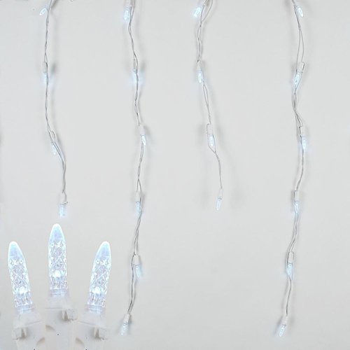 Novelty Lights - Pure White M5 LED Icicle Lights on White Wire 150 Bulbs - Pure White