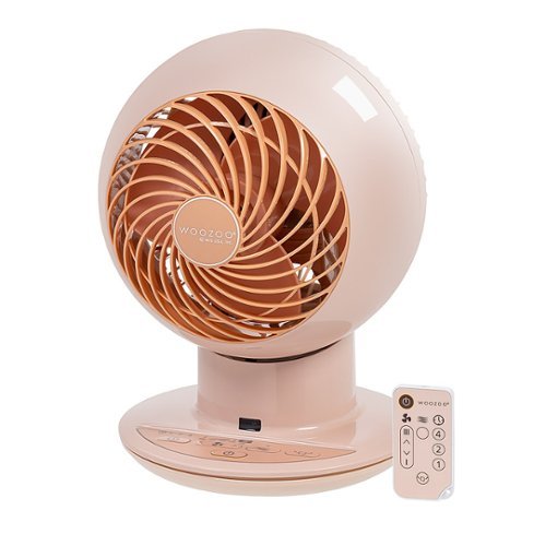 Woozoo Oscillating Air Circulator Fan with Remote - 5 Speed Desk Fan with Timer - 353 ft² Area Coverage - Pink