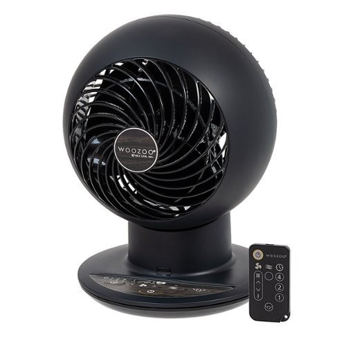 Woozoo Oscillating Air Circulator Fan with Remote - 5 Speed Desk Fan with Timer - 353 ft² Area Coverage - Black