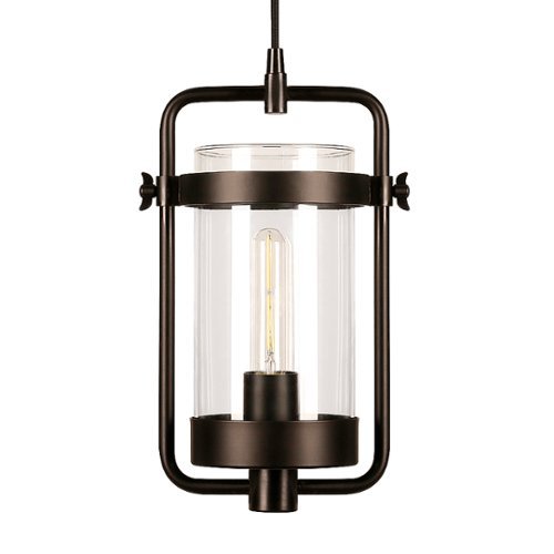 Camden&Wells - Orion Industrial Clear Glass Pendant - Blackened Bronze