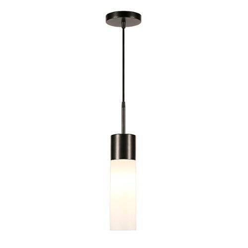 Camden&Wells - Lance White Milk Glass Pendant - Blackened Bronze