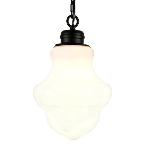 Camden&Wells - Annie White Milk Glass Pendant - Blackened Bronze