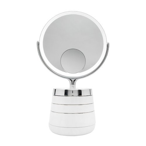 Sharper Image - Spastudio Vanity Plus 10-Inch LED Mirror with Storage - White
