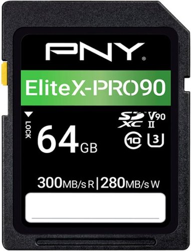 PNY - 64GB EliteX-PRO90 Class 10 U3 V90 UHS-II SDXC Flash Memory Card