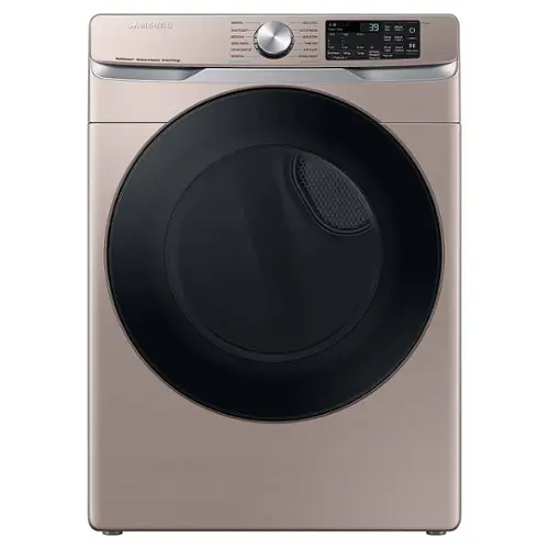 Front. Samsung - 7.5 Cu. Ft. Stackable Smart Gas Dryer with Steam Sanitize+ - Champagne.