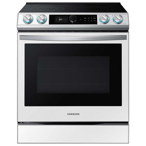 Samsung - 6.3 cu. ft. Smart BESPOKE Slide-in Electric Range with Smart Dial, Air Fry & Wi-Fi - White glass
