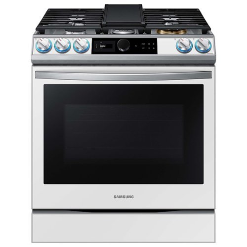 Samsung - 6.0 cu. ft. Smart BESPOKE Slide-in Gas Range with Smart Dial, Air Fry & Wi-Fi - White glass