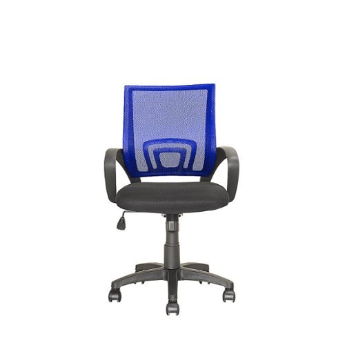 CorLiving - Workspace 5-Pointed Star Mesh Linen Fabric Chair - Navy Bllue