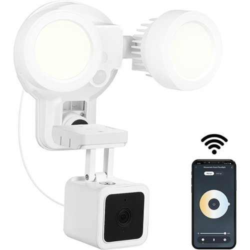 Wasserstein - Wired Smart Floodlight with Charger and Mount for Wyze Cam V3 Camera - White