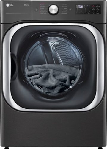 LG - 9.0 Cu. Ft. Stackable Smart Gas Dryer with Steam and Built-In Intelligence - Black steel