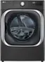 Front. LG - 9.0 Cu. Ft. Stackable Smart Gas Dryer with Steam and Built-In Intelligence - Black Steel.