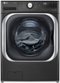 LG - 5.2 Cu. Ft. High-Efficiency Stackable Smart Front Load Washer with Steam and TurboWash - Black Steel-Front_Standard 