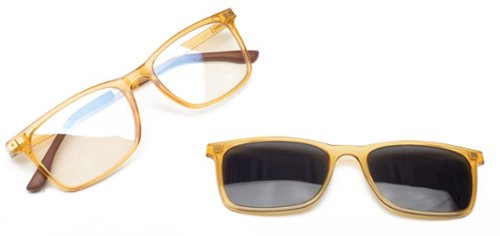 Wavebalance - BlueDuo, Cruise, Blue Light Reducing Glasses with Magnetic Sunglass Clip-On - Honey