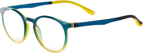 Wavebalance - BlueDuo, Poet, Blue Light Reducing Glasses with Magnetic Sunglass Clip-On- Tie Dye - Blue & Yellow
