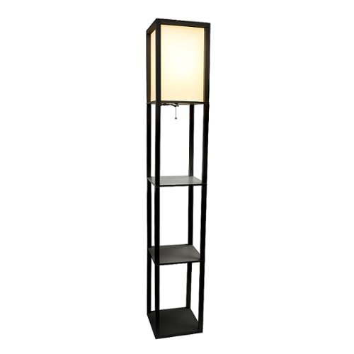 

Lalia Home - Column Shelf 1400lm Floor Lamp with Linen Shade - BLACK