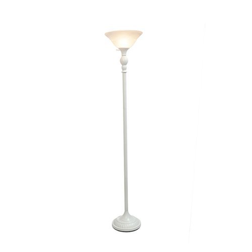 

Lalia Home - Classic 1 Light Torchiere 1400lm Floor Lamp with Marbleized Glass Shade - White/White Shade