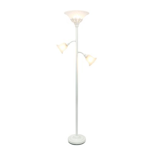 

Lalia Home - Torchiere 800lm Floor Lamp with 2 Reading Lights and Scalloped Glass Shades - White/White Shade