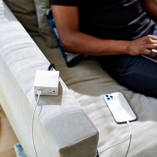 charg 2in1 Side Table Power - White GLOBAL SHIPPING