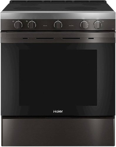 Haier - 5.7 Cu. Ft. Slide-In Electric Convection Range with Steam Cleaning, Built-In Wi-Fi, and No-Preheat Air Fry - Fingerprint Resistant Black Stainless