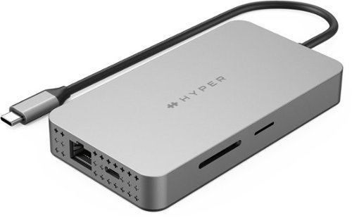 Hyper Drive Dual 10 Port USB-C Hub, 4K HDMI, Ethernet, 1 USB-C, 2 USB-A, microSD/SD, travel dock for M1/M2/M3 MacBook - Gray GLOBAL SHIPPING