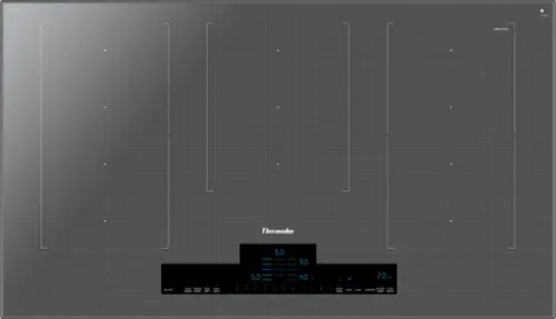 Front. Thermador - Liberty Series 36" Built-In Electric Induction Cooktop with 5 Elements, Wifi and Frameless Design - Silver.