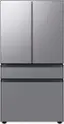 Front. Samsung - BESPOKE 23 cu. ft. 4-Door French Door Counter Depth Smart Refrigerator with Beverage Center - Stainless Steel.