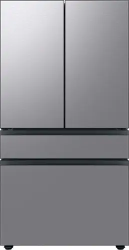 Front. Samsung - BESPOKE 23 cu. ft. 4-Door French Door Counter Depth Smart Refrigerator with AutoFill Water Pitcher - Stainless Steel.
