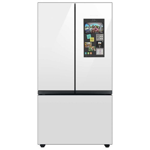 Samsung - 24 cu. ft Bespoke Counter Depth 3-Door French Door Refrigerator with Family Hub™ - White glass