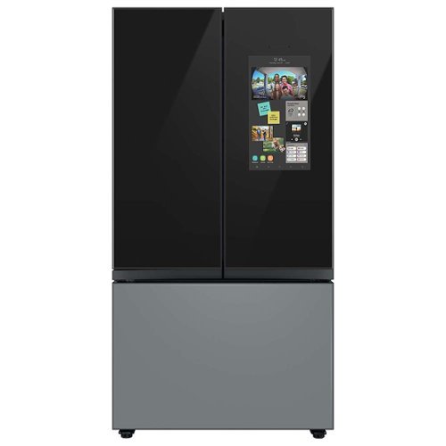 Samsung - 24 cu. ft. Bespoke Counter Depth 3-Door French Door Refrigerator with Family Hub™ - Charcoal glass