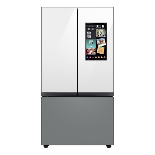 Samsung - 24 cu. ft Bespoke Counter Depth 3-Door French Door Refrigerator with Family Hub™ - Gray glass