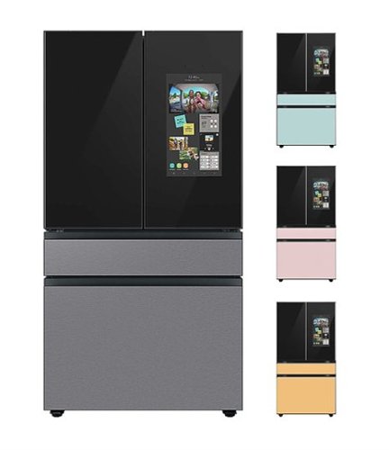 Samsung - BESPOKE 23 cu. ft 4-Door French Door Counter Depth Smart Refrigerator with Family Hub - Custom Panel Ready