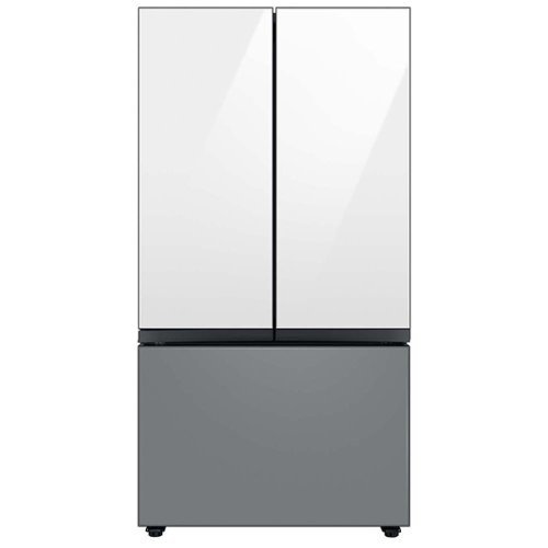 Samsung - Bespoke 24 cu. ft Counter Depth 3-Door French Door Refrigerator with Beverage Center - Custom Panel Ready