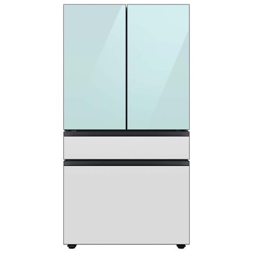 Samsung - Bespoke 23 cu. ft. Counter Depth 4-Door French Door Refrigerator with Beverage Center - Morning Blue Glass