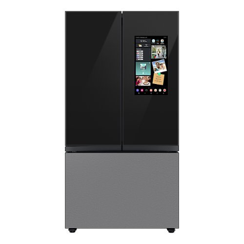 Samsung - 30 cu. ft. Bespoke 3-Door French Door Refrigerator with Family Hub - Charcoal Glass