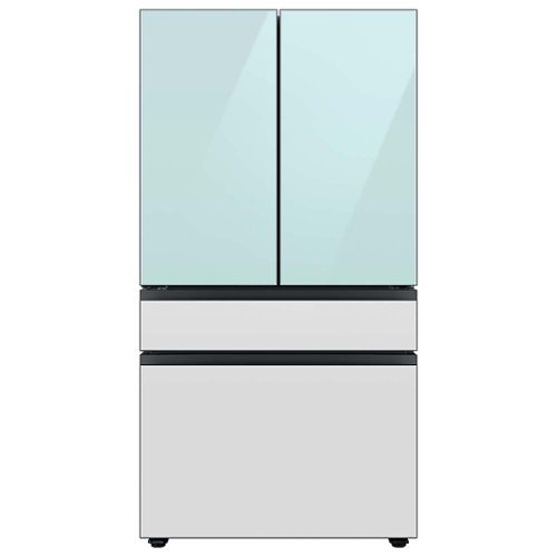 Samsung - BESPOKE 29 cu. ft 4-Door French Door Smart Refrigerator with Beverage Center - Morning Blue Glass