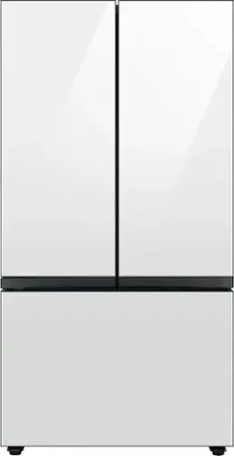Front. Samsung - BESPOKE 30 cu. ft. 3-Door French Door Smart Refrigerator with Beverage Center - White Glass.