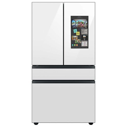 Samsung - Bespoke 23 cu. ft. Counter Depth 4-Door French Door Refrigerator with Family Hub - White glass