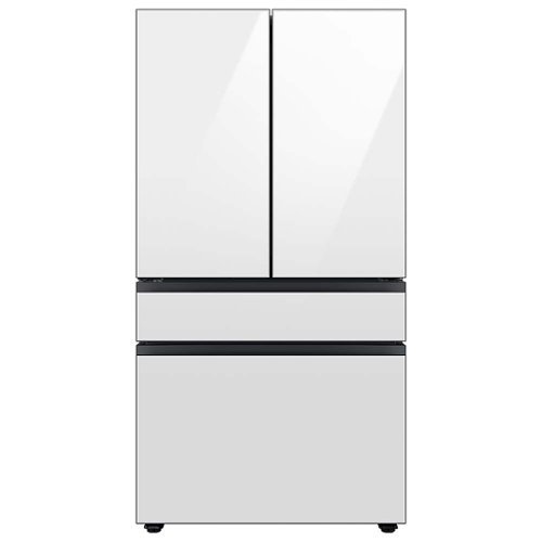Samsung - Bespoke 23 cu. ft Counter Depth 4-Door French Door Refrigerator with AutoFill Water Pitcher - White glass