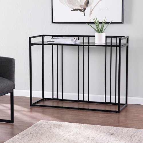SEI Furniture - Alcmonton Glass-Top Console Table - Black finish